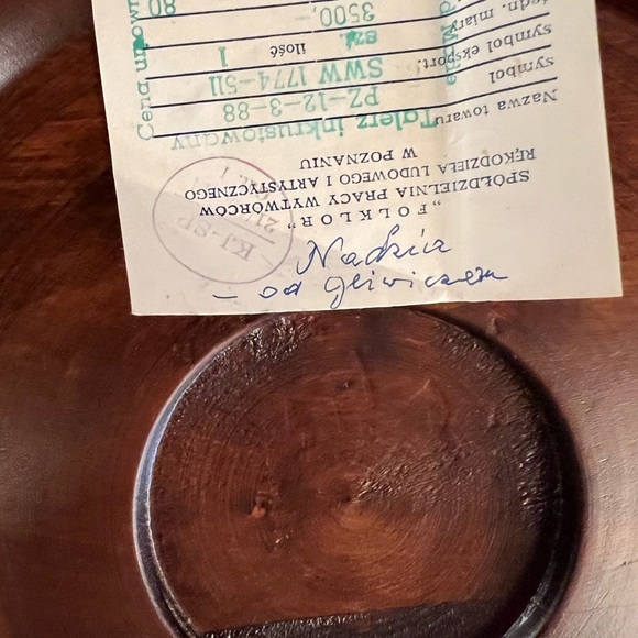 Vintage Brass Inlaid and carved wooden Polish Plate Charger. - Picture 5 of 6